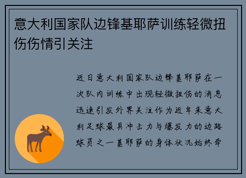 意大利国家队边锋基耶萨训练轻微扭伤伤情引关注 意大利国家队边锋基耶萨训练轻微扭伤伤情引关注